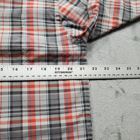 Hurley Long Sleeve Button Up Plaid Shirt 1 Pocket Gray Red Blue Men Sz L - Picture 11 of 12